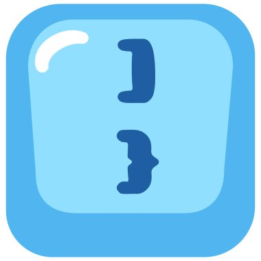 2D blue right bracket key perfect for ui interface, digital typing layouts, and coding-themed creative design projects.