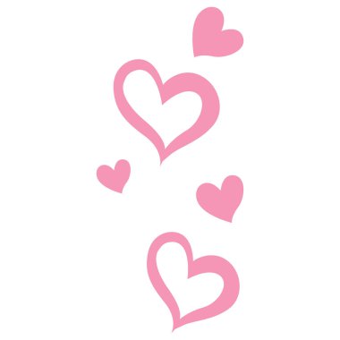 2D Simple pastel pink heart shapes floating softly, ideal for romantic greeting cards, digital icons, or love-themed illustrations.