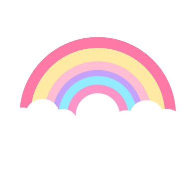 2D Minimal pastel rainbow in soft tones, great for nursery prints, baby products, or aesthetic digital background projects.