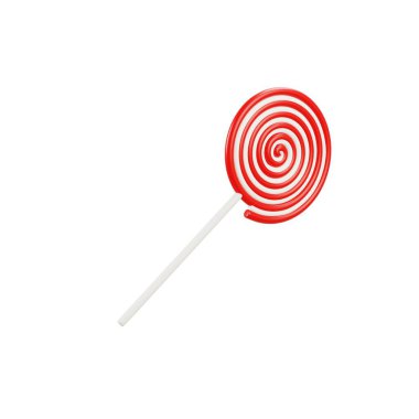 3d spiral red and white lollipop candy. Perfect for sweet designs, kids projects, and cheerful confectionery branding.