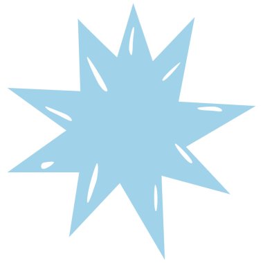 Yıldız benzeri noktalarla 2B parlak mavi patlama şekli, dekorasyonlar, işaretler, çıkartmalar veya dijital estetik tasarım elementleri için uygundur.