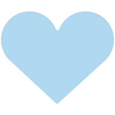 2D light blue heart symbol with smooth edges, ideal for decoration, stickers, greeting cards, and cute pastel creative artwork.