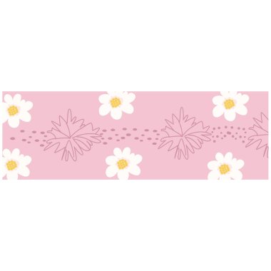 2D pink floral pattern with white flowers and leaf lines, suitable for cute crafts, digital design, and soft pastel themes.