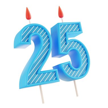 Parti ve doğum günü süsü için 3D parlak mavi mum, neşeli ve neşeli anlar için mükemmel..