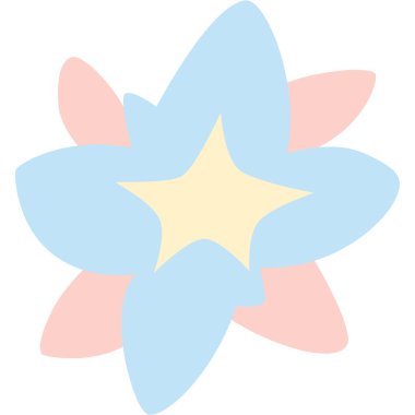 2D pastel star-shaped flower with soft blue and pink tones, perfect for cute designs, crafts, and colorful decorative floral artwork.