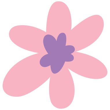 Pastel flower illustration with pink petals and purple center, perfect for cute decorative designs, stationery, and creative digital crafts.