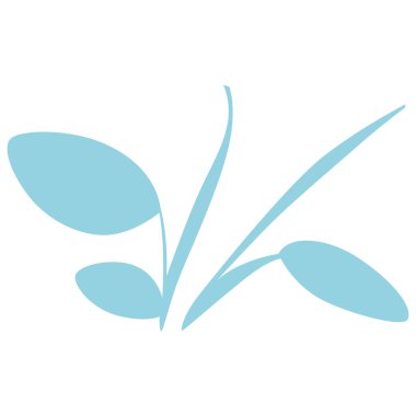 2D pastel blue leaf branch with simple rounded leaves, great for nature-inspired decoration, background design, and minimal craft artwork.