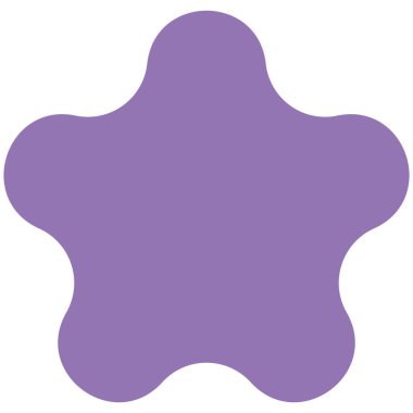 Yumuşak yuvarlak yapraklı 2D mor çiçek şekli, sevimli çiçek desenleri, dekorasyon projeleri, el sanatları ve yaratıcı dijital tasarım temaları için mükemmel..