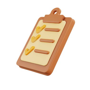 Kontrol listesi tasarımlı 3B pano, planlama, düzenleme, notlar, görev yönetimi ve üretkenlik temalı grafikler için mükemmel.