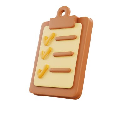 3B pano, yaratıcı dijital tasarımlar için uygun organizasyon, iş yönetimi ve üretkenlik fikirleri için kontrol listesi ögelerini gösterir.