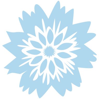 2d katmanlı taç yaprakları ve rüya gibi bir tonu olan yumuşak mavi çiçek, şirin tasarım projeleri, kartlar, etiketler ve dekoratif el sanatları için mükemmel..