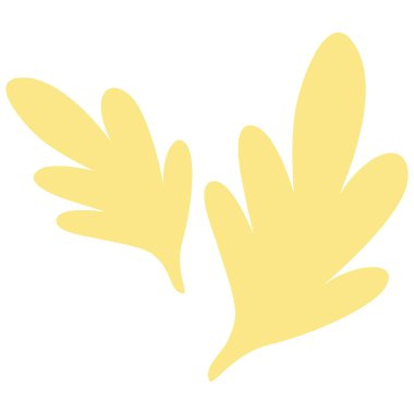 2d parlak sarı yaprak seti, neşeli kıvrımlar ve yumuşak doku, şirin doğa temalı el işleri, sanat ve dekoratif tasarımlar için idealdir..