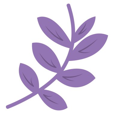 Yumuşak bir tonu ve pürüzsüz bir tarzı olan 2d mor yaprak dalı, minimalist dekorasyonlar, botanik sanatı ve yaratıcı projeler için uygundur..