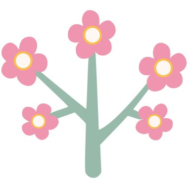 2d sevimli pastel çiçek dalı tasarımı yumuşak pembe tonlar ve basit yapraklar, dekoratif el sanatları, çıkartmalar ve yaratıcı projeler için mükemmel..