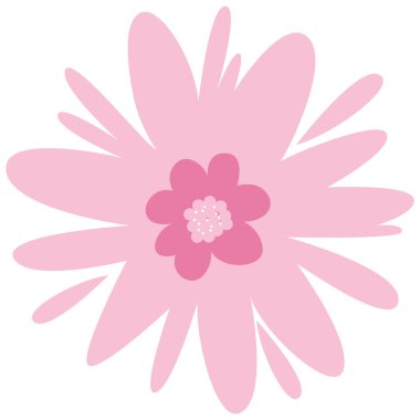 2D yumuşak pembe çiçek, yumuşak taç yaprakları ve pastel tonu, sevimli dekoratif el sanatları, çiçek sanatı ve minimalist yaratıcı projeler için mükemmel..