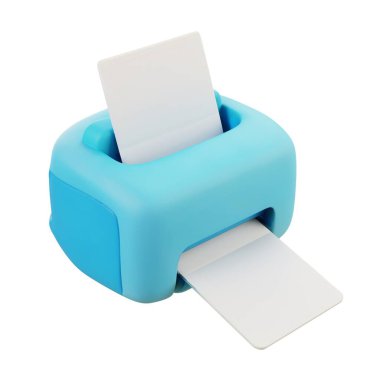 Kağıt çıktılı 3D açık mavi yazıcı dijital baskı, ofis işi ve yaratıcı ortam için sevimli kompakt aygıt.
