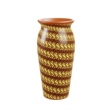 Zarif Endonezya desenli 3 boyutlu batik parang vazo, ev dekorasyonu, kültürel iç dekorasyon ve sanatsal etnik koleksiyonlar için mükemmel.