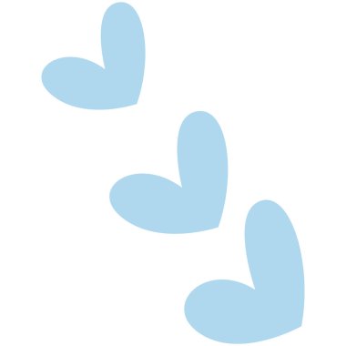 2d minimalist motif, yumuşak mavi tonlarda üç kalp şeklinde taç yaprağı romantik temalar, baskılar ve modern dekoratif tasarımlar için idealdir..