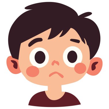 2d çocuk hayal kırıklığı ve üzüntü gösteriyor, çocuklar için çizgi roman, hikaye anlatma ve duygu tasarım projeleri için mükemmel..