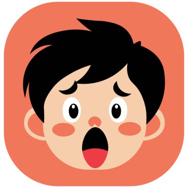 Endişeli çocuk ifadesi, endişeli gözler ve ağzı açık, duygusal çalışma, çizgi roman ve çocuk reaksiyon materyalleri için mükemmel..