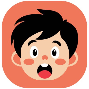 Çizgi filmci çocuk şaşırmış ve büyük gözleriyle endişeli görünüyor. Çizgi roman, reaksiyon sanatı ve eğitici duygu içeriği için ideal.