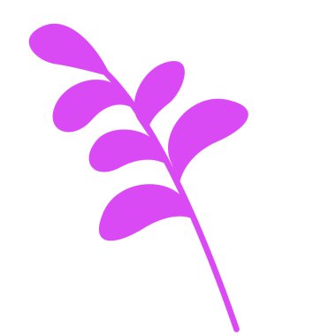 Basit kompozisyonlar için 2B minimalist mor yaprak elementi, posterler, şablonlar ve zarif dijital sanat eserleri için uygun temiz doğal eğriler sunar.