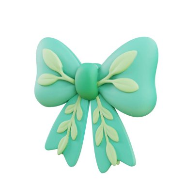 3 boyutlu yumuşak yeşil kurdele tasarımı zarif detaylarla, hediyeleri, partileri ve doğal kutlama dekorlarını paketlemek için ideal..