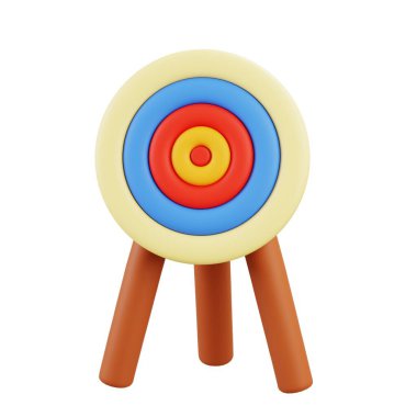 Kırmızı, mavi ve sarı halkalı 3D okçuluk hedef tahtası nişan alma pratiği, spor müsabakası ve açık hava tasarımı için mükemmel..