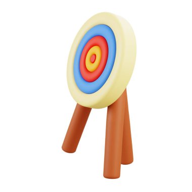 3B spor okçuluğu renkli yüzüklerle ayakta duruyor, dışarıda atış talimi ve görsel tasarım unsurları için mükemmel..