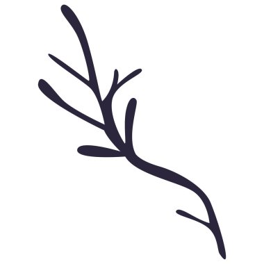 2D siyah kök çizimi, minimalist botanik dekor, çiçek arkaplan ve basit doğal kompozisyonlar için mükemmel..