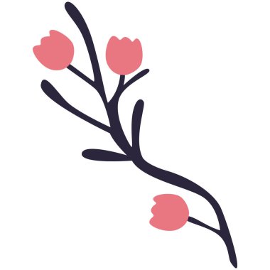 Pembe çiçekli 2B koyu renk bir dal, çiçekli sanat eserleri, bahar temaları, ev dekorları ve modern botanik projeleri için mükemmel..