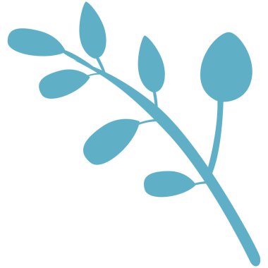 Mavi yapraklı 2B pürüzsüz gövde, botanik projeleri için mükemmel, minimalist duvar sanatı, ve temiz çiçek kompozisyonları.