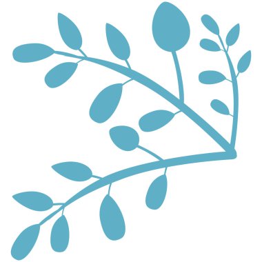 Yuvarlak yapraklı 2D narin filiz doğal dekorasyonlar, minimalist sanat eserleri ve yumuşak doğa temalı kompozisyonlar için uygundur..