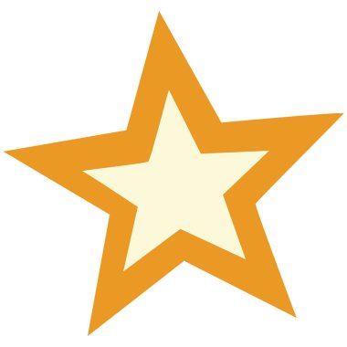 Turuncu çizgili 2D sarı yıldız, simgeler, çocuk projeleri ya da yaratıcı temalı dekorasyonlar için harika en az sevimli sembol tasarımı..