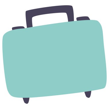 2d mavi bavul, temiz minimal tarzda, seyahat, iş, gezi veya yaratıcı tatil tasarımı konsepti kullanımı için mükemmel.