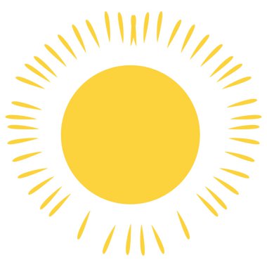 2d parlak sarı güneş patlaması, minimal ışınlar, yaz tasarımı için mükemmel, sıcak arka plan, logo, veya neşeli yaratıcı proje kullanımı.