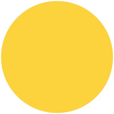 2d düz şekilli sarı daire, basit logo, tasarım aksanı, arkaplan veya modern geometrik yaratıcı proje kullanımı için mükemmel.