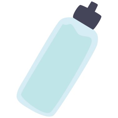 2d mavi tonlu ve temiz şekilli su şişesi, sağlık, spor, seyahat veya hidrasyon yaratıcı tasarım projesi kullanımı için mükemmeldir..