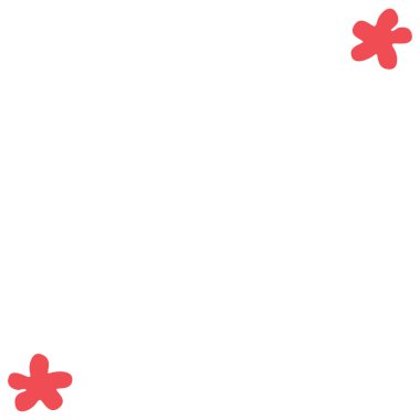 Kenarlara yerleştirilmiş 2d küçük kırmızı çiçekler, sınır dekorasyonu için mükemmel, bahar deseni, ya da yumuşak minimal yaratıcı tasarım.