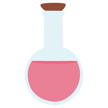 2d küçük şekilli pembe iksir şişesi, fantezi, sihir, kimya veya yaratıcı modern oyuncu tasarım kullanımı için harika.