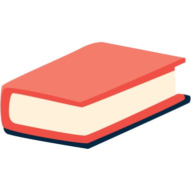 Bilgi ve yaratıcılığı simgelemek için mükemmel, öğrenme ve edebiyata odaklı projeler için ideal kırmızı bir kitabın 2B tasarımı.