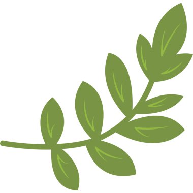 2d yeşil yapraklı dal düz minimal stil botanik aksanları için mükemmel doğal dekorasyon ve yaratıcı tasarım projeleri