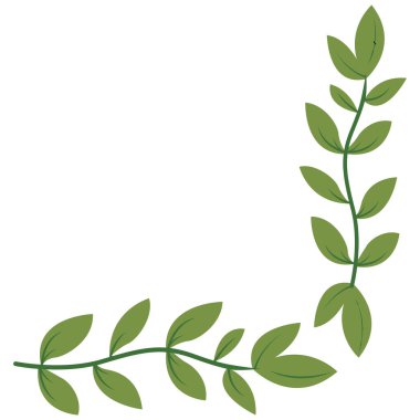 2d kıvrımlı yapraklı dal, dekoratif çerçeveler botanik temalar ve yaratıcı doğa tasarım projeleri için ideal.