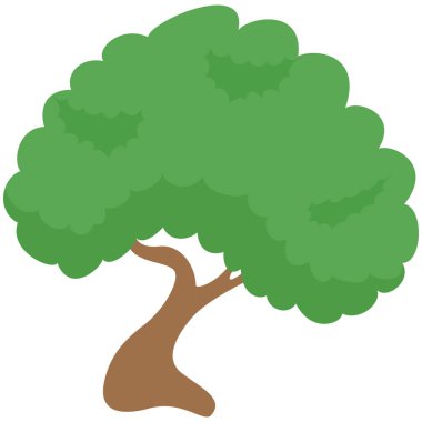 2d bükülmüş gövde ağacı formu organik manzaralar, eko temaları, büyüme kavramları ve yaratıcı doğa görselleri için uygun esneklik ve doğal adaptasyonu ifade eder..