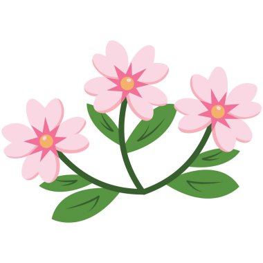 Bahar temaları, botanik görseller, doğa dekorasyonu, eko tasarımları ve açık hava sahneleri için mükemmel çiçekleri olan 2D çiçek dalları..