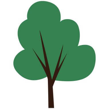 Modern doğa temaları, basit manzaralar, eğitimsel görseller ve eko tasarım projeleri için uygun temiz temalı 2d minimum yuvarlak ağaç şekli.