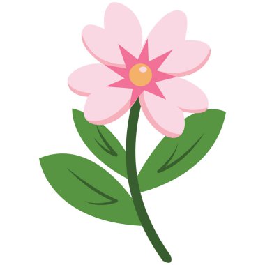 Bahar temaları, botanik görseller, ekolojik tasarımlar, dekoratif doğa projeleri ve taze kompozisyonlar için uygun yumuşak yapraklı 2d pembe çiçek.