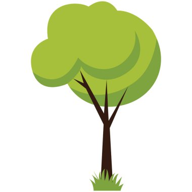 2d basit ağaç, en az manzara, eko projeleri, eğitimsel görseller ve doğa temelli tasarımlar için uygun temiz forma sahip..