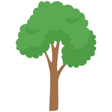 2d dengeli ağaç gölgelik şekli, doğa temaları, peyzaj görselleri, çevre projeleri, eğitim grafikleri ve yeşil markalaşma için sağlıklı büyüme ideallerini temsil etmektedir..