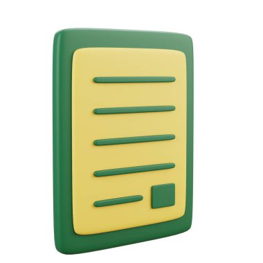 Belge işleme, eğitim temaları ve çalışma alanı görselleri için uygun ofis araçlarını temsil eden 3d pano açılı perspektif.